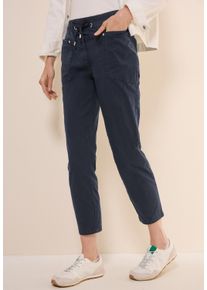 Cecil Damen Stoffhose "Style Chelsea", blau, casual, Gr. XS, unifarben, Web, Obermaterial: 98% Baumwolle, 2% Elasthan, Hosen, mit Kordelzug