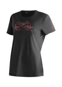 Maier Sports Damen T-Shirt "Wilma Print", schwarz, Gr. 40, 100% Polyester, Shirts, Damen Funktionsshirt, Freizeitshirt mit Aufdruck, Regular Fit