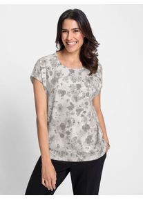 Inspirationen Damen Print-Shirt "Shirt", grau, Gr. 38, geblümt, gemustert, mehrfarbig, 95% Baumwolle, 5% Elasthan, Shirts