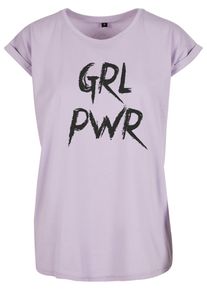 MisterTee Herren T-Shirt "MisterTee Damen Ladies GRL PWR Tee", lila, casual, Gr. XS, bedruckt, 100% Baumwolle, Shirts