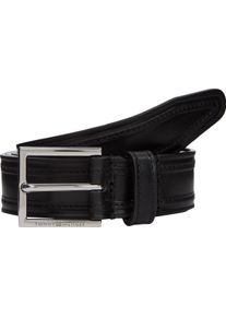 Tommy Hilfiger Damen Ledergürtel "HUDSON EMBOSS LEATHER 3.0", schwarz, casual, Gr. 95, unifarben, Rindsleder, Gürtel, Größenverstellbar
