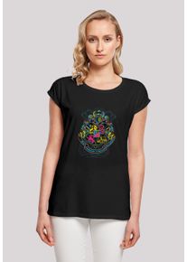 F4NT4STIC Damen T-Shirt "Harry Potter Neon Hogwarts Crest", schwarz, casual, Gr. 5XL, Obermaterial: 100% Baumwolle, Shirts, Print