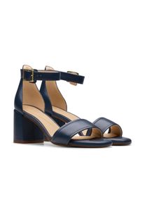 Clarks Damen Sandale "Ezoria Mae", Gr. 39, blau, Leder, elegant, Schuhe, Festtagsschuh, Sandalette mit Blockabsatz