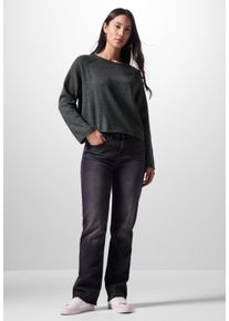 Damen Strickpullover, grau, casual, Gr. 44, STREET ONE STUDIO, unifarben, Stoff, 33% Polyester, 31% Polyacryl, 24% Baumwolle, 12% Polyamid, Pullover,