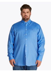 Tommy Hilfiger Big & Tall Herren Langarmhemd "BT-LINEN BLEND SOLID", blau, casual, Gr. XXXL, TOMMY HILFIGER BIG & TALL, Web, Obermaterial: 52% Baumwolle, 48% Leinen, Hemden,