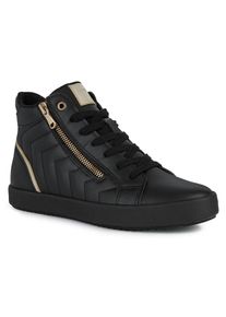 Geox Damen Sneaker "D BLOMIEE", Gr. 36, schwarz, Lederimitat, metallic, gesteppt, Reptilienprägung, modisch, Schuhe, mit modischer Steppung,