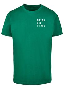 MisterTee Herren Kurzarmshirt "MisterTee Damen Never On Time Tee", grün, casual, Gr. XS, unifarben, 100% Baumwolle, Shirts