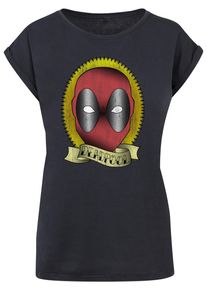 ABSOLUTE CULT Herren T-Shirt "ABSOLUTE CULT Damen Ladies Deadpool - Tattoo Print T-Shirt", blau, casual, Gr. M, bedruckt, 100% Baumwolle, Shirts