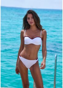 s.Oliver Damen Bikini-Hose "Junis", weiß, Gr. 34, unifarben, kontrastfarbene Details, Recycling-Polyamid, Badehosen, mit geflochtenen Details