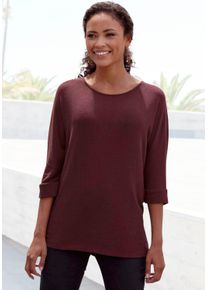 Lascana Damen 3/4-Arm-Shirt, rot, Basic, Gr. 36, unifarben, Stoff, Obermaterial: 77% Viskose (LENZING ECOVERO), 20% Polyester, 3% Elasthan, Shirts,
