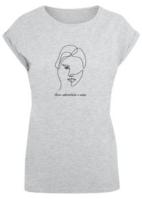 Merchcode Herren T-Shirt "Merchcode Damen Ladies WD - Woman Figure Extended Shoulder Tee", grau, casual, Gr. XS, bedruckt, 100% Baumwolle, Shirts