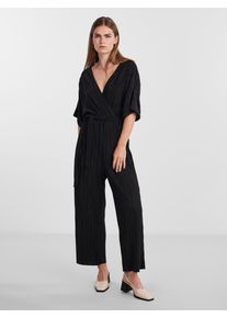Y.A.S Damen Overall "YASOLINDA SS ANKLE JUMPSUIT S. NOOS", schwarz, modisch, Gr. 36, unifarben, Web, Obermaterial: 100% Polyester, Overalls