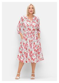 sheego Damen Druckkleid "Große Größen", rosa, feminin, Gr. 58, gemustert, Obermaterial: 100% Viskose (LENZING ECOVERO), Kleider, mit Blütenprint und