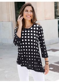 Classic Basics Damen Longshirt "Longshirt", schwarz-weiß, Gr. 46, gemustert, mehrfarbig, 100% Viskose, Shirts