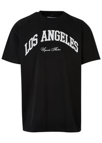 Herren T-Shirt "Upscale by Mister Tee Unisex L.A. College Oversize Tee", schwarz, casual, Gr. L, UPSCALE BY MISTER TEE, bedruckt, 100% Baumwolle,