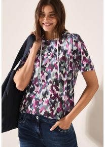 Cecil Damen Kapuzenshirt, weiß, casual, Gr. M, gemustert, Jersey, Obermaterial: 50% Baumwolle, 50% Modal, Shirts, mit grafischem Muster
