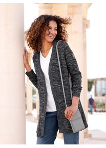 Casual Looks Damen Strickjacke, schwarz, Gr. 36, meliert, unifarben, 54% Baumwolle, 46% Polyacryl, Strickjacken