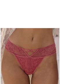 Lascana Damen String, Gr. 32, braun, Spitze, Obermaterial: 90% Polyamid, 10% Elasthan, Unterhosen, mit edlem Cut-Out aus floraler Jacquardspitze