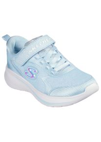 Skechers Kinder Sneaker "WAVE 92", Gr. 28, blau, Textil, Glitzer, casual, Schuhe, Schlupfschuh mit Glitzer für Mädchen, Größenschablone zum Download
