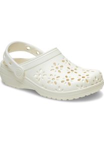 Crocs Kinder Clog "Classic Floral Cut Out Clog", Gr. 28, beige, Croslite, geblümt, casual, Schuhe, Sandale mit schwenkbarem Fersenriemen