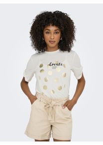 Only Damen Kurzarmshirt "ONLFREE LIFE S/S CREATE TOP BOX JRS"cloud dancer print:create, modisch, Gr. S, bedruckt, Jersey, Obermaterial: 70% Modal,