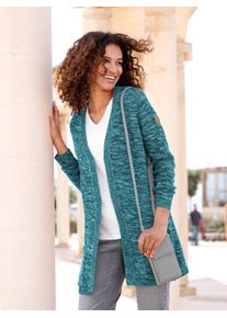 Casual Looks Damen Strickjacke, blau, Gr. 36, meliert, unifarben, 54% Baumwolle, 46% Polyacryl, Strickjacken