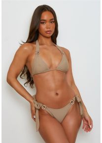 MODA MINX Damen Triangel-Bikini-Top "Amour Triangle", beige, Gr. XS, unifarben, 82% Polyamid, 18% Elasthan, Bikini-Oberteile, mit stilvollem