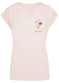 Merchcode Herren T-Shirt "Merchcode Damen Ladies Pina Colada Extended Shoulder Tee", pink, casual, Gr. L, bedruckt, 100% Baumwolle, Shirts
