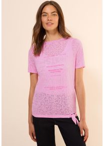 Cecil Damen T-Shirtcherry blossom pink, casual, Gr. M, bedruckt, Jersey, Obermaterial: 50% Baumwolle, 50% Polyester, Shirts, mit Schmucksteinen
