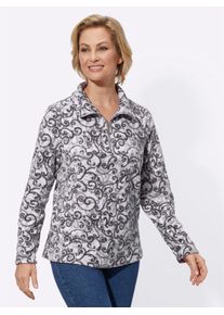 Classic Basics Damen Fleeceshirt "Fleece-Shirt", grau, Gr. 42, gemustert, mehrfarbig, 100% Polyester, Shirts