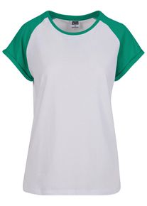 Urban Classics Herren Kurzarmshirt "Urban Classics Damen Ladies Contrast Raglan Tee", grün, casual, Gr. M, mehrfarbig, 60% Baumwolle, 40% Polyester,