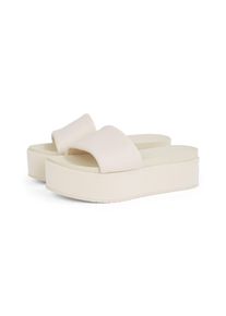 Damen Pantolette "FLATFORM SANDAL SLIDE IN NYLON", Calvin Klein Jeans, Gr. 40, beige, Textil, klassisch, Schuhe, Poolslides, Sommerschuh,