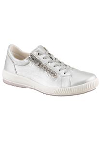 Legero Damen Sneaker "TANARO 5.0", Gr. 38, silber, Leder, metallic, casual, Schuhe, Komfortschuh, Freizeitschuh, Schnürschuh mit Reißverschluss