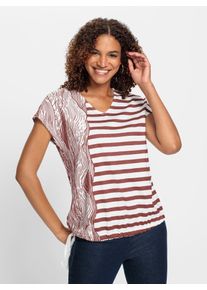 Casual Looks Damen V-Shirt "Shirt", rot, Gr. 38, gemustert, mehrfarbig, gestreift, 50% Baumwolle, 50% Modal, Shirts