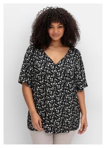 sheego Damen T-Shirt "Große Größen", schwarz, feminin, Gr. 40, gemustert, Obermaterial: 95% Viskose (LENZING ECOVERO), 5% Elasthan, Shirts, mit