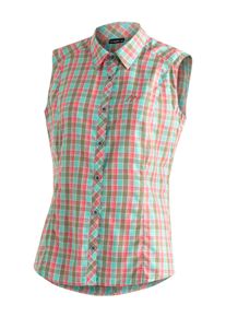 Maier Sports Damen Funktionsbluse "Paloma", bunt, Gr. 38, 85% Polyester, 15% Viscose, Blusen, Karierte, ärmellose Bluse für Wandern, Reisen und