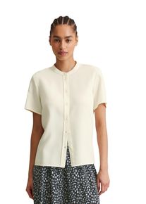 Marc O'Polo Damen Kurzarmbluse "aus TENCEL Lyocell", weiß, elegant, Gr. L, MARC O'POLO DENIM, unifarben, Obermaterial: 100% Lyocell, Blusen
