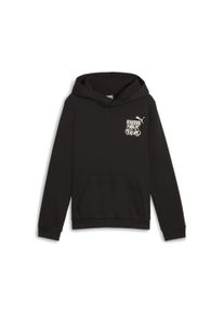 Puma Kinder Kapuzensweatshirt "ESS+ MID 90S HOODIE FL B", schwarz, sportlich, Gr. 152, bedruckt, Fleece, Obermaterial: 68% Baumwolle, 32% Polyester,