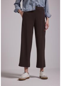 Damen Culotteplummy braun, casual, Gr. 40, STREET ONE STUDIO, unifarben, Stoff, 70% Viskose, 25% Polyester, 5% Elasthan, Hosen, mit Wide Legs