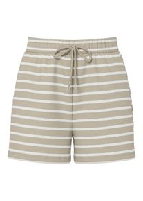 Pieces Damen Sweatshorts "PCCHILLI SUMMER HW SHORTS STRIPE NOOS BC"crockery stripes:cloud dancer, modisch, Gr. L, gestreift, Sweatware, Obermaterial: