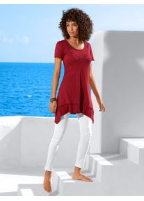 Heine Damen Longshirt "Longshirt", rot, Gr. 40, unifarben, 100% Viskose, Spitze:100% Baumwolle, Shirts