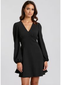 Melrose Damen Minikleid, schwarz, feminin, Gr. 44, unifarben, Web, Obermaterial: 97% Polyester, 3% Elasthan, Kleider