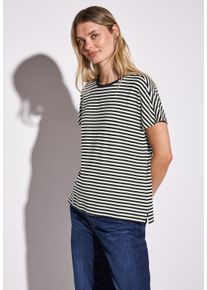 Street One Damen T-Shirt, schwarz, casual, Gr. 46, gestreift, Stoff, 95% Viskose, 5% Elasthan, Shirts, aus strecthigem Viskosematerial