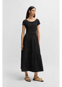 BOSS Orange Damen Volantkleid "C_Enesi_2", schwarz, modisch, Gr. XS, unifarben, Single Jersey, Popeline, Obermaterial: 100% Baumwolle, Kleider, mit