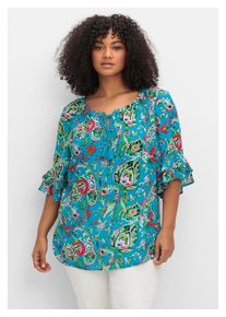 Damen Tunika "Große Größen", blau, feminin, Gr. 46, sheego by Joe Browns, gemustert, Obermaterial: 100% Viskose (LENZING ECOVERO), Tuniken, mit