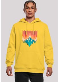 F4NT4STIC Herren Kapuzenpullover "Berg Sonnenuntergang Geometrisch", gelb, casual, Gr. M, Obermaterial: 65% Baumwolle, 35% Polyester, Pullover,
