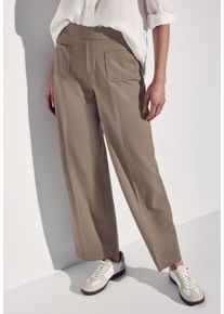 Street One Damen Stoffhose, beige, casual, Gr. 46, unifarben, Web, Obermaterial: 61% Viskose, 32% Polyamid, 7% Elasthan, Hosen, mit Aufgesetzten