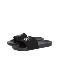 Herren Badepantolette "SLIDE MONOGRAM", Calvin Klein Jeans, Gr. 42, schwarz, Textil, klassisch, Schuhe, Sommerschuh, Schlappen, Poolslides,
