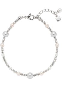 Leonardo Damen Armband "Elsana, 024334", Edelstahl-Perlenedelstahlfarben, weiß, natur, grau, Edelstahl, Perlen, Armbänder, mit Perle (imitiert)
