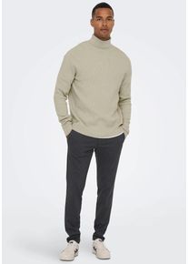 Only & Sons ONLY & SONS Herren Rollkragenpullover "OS Knit", silber, modisch, Gr. XL, meliert, Strick, Obermaterial: 88% Baumwolle, 12% Nylon, Pullover